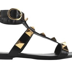 Valentino Garavani Black and Gold Roman Stud leather sandals-never worn size 40